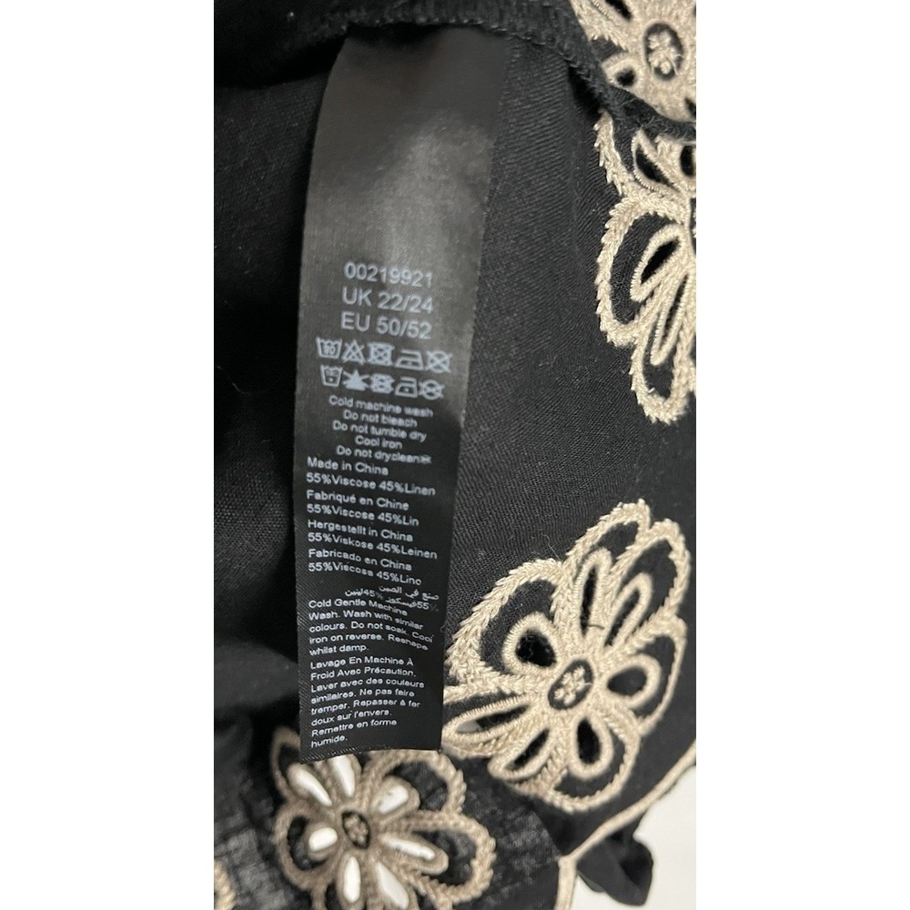 Aveology Embroidered Ballon Sleeve Boho Blouse Size 22/24 Black - Picture 6 of 9